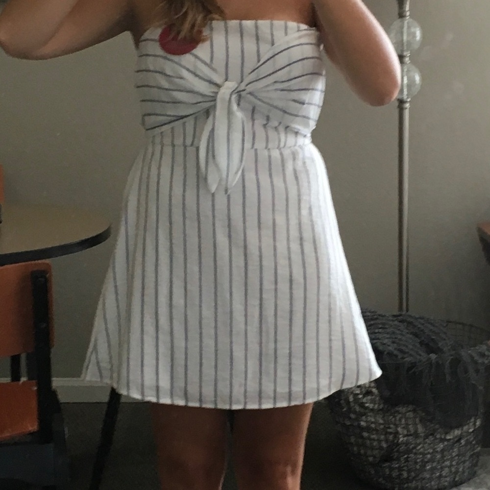strapless pin striped dress